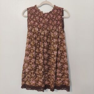 Free People Shea Brown and Pink Floral Dress Size XS
